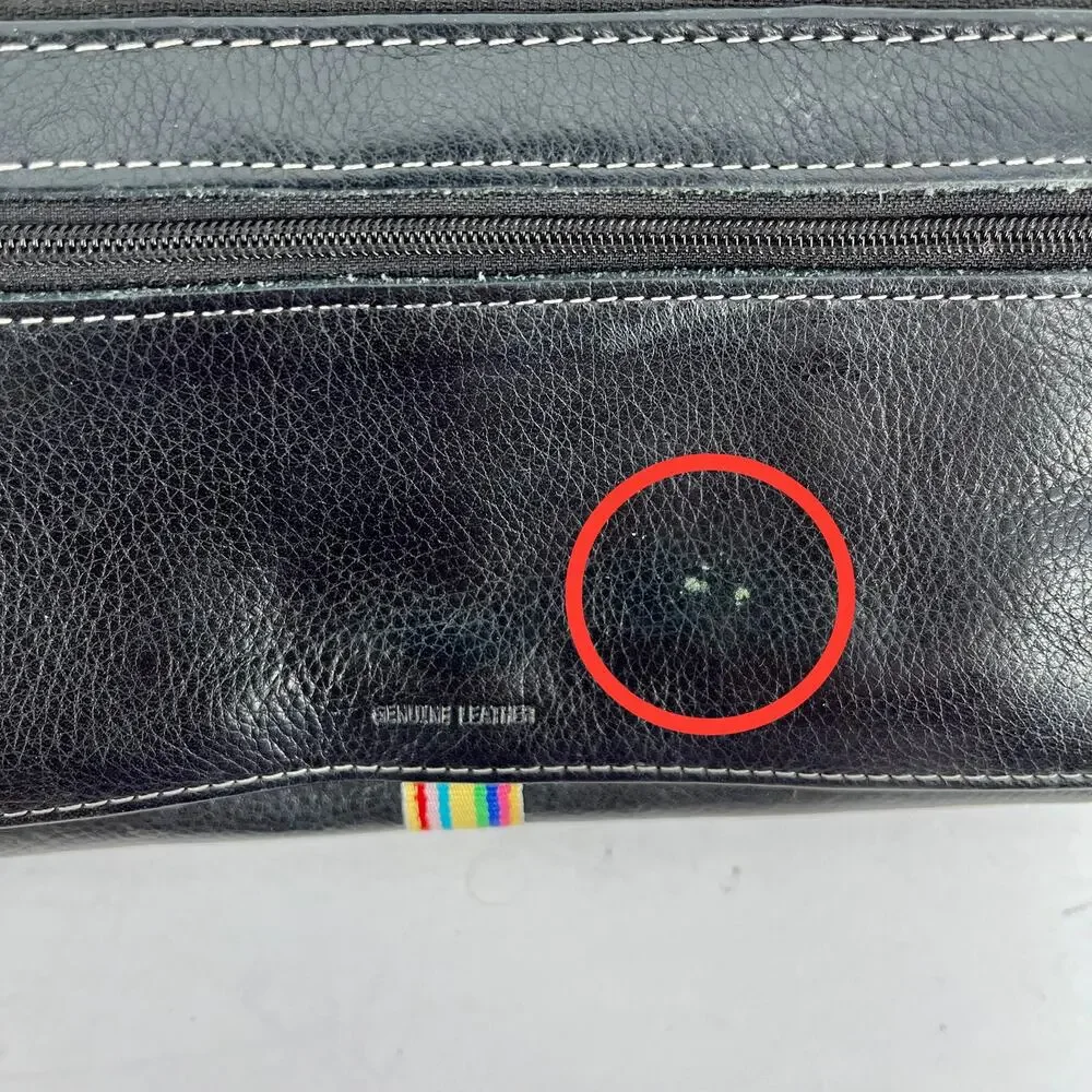 Black leather wallet‎ with rainbow stripe
